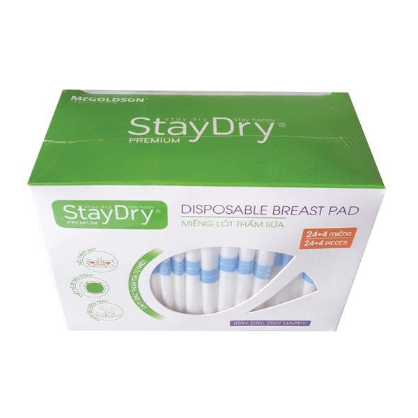  Miếng lót thấm sữa StayDry Premium (24+4 (tặng kèm) miếng/hộp) 