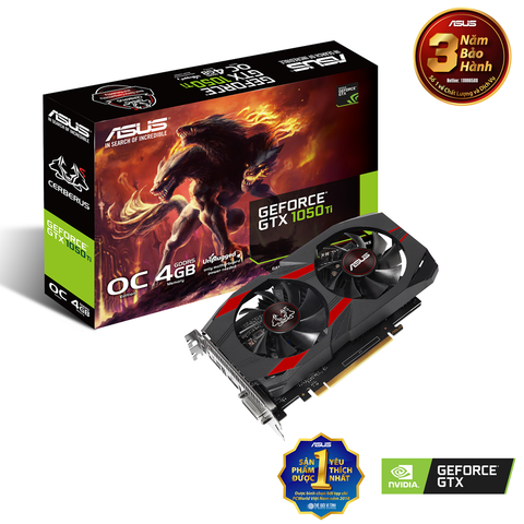 VGA Asus CERBERUS-GTX1050TI-O4G (NVIDIA Geforce/ 4Gb/ DDR5/ 128 Bits)