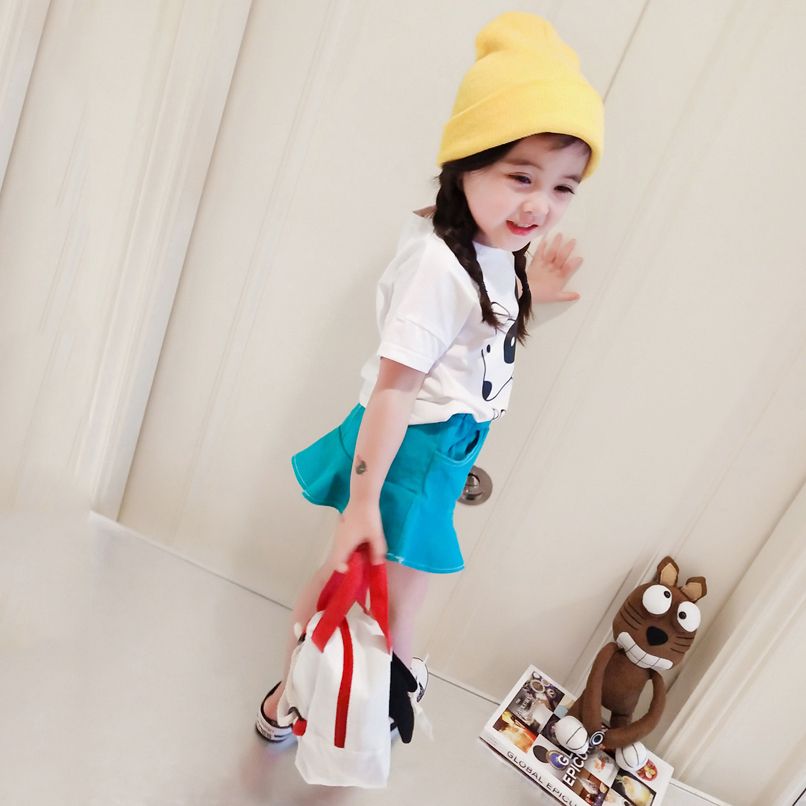 BỘ GÁI ÁO THUN IN CHÓ ĐỐM