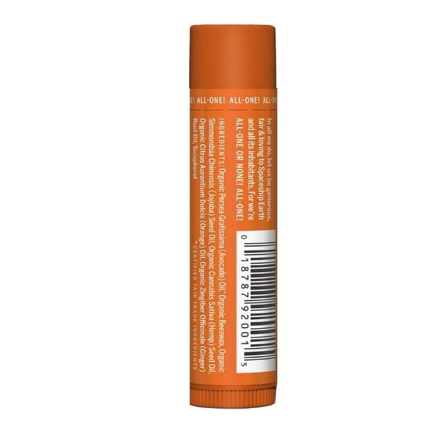 Son Dưỡng Môi Hữu Cơ Dr Bronner's Organic Lip Balm ORANGE GINGER 4g