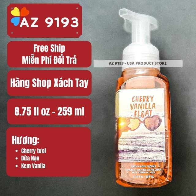 Nước Rửa Tay Bath and Body Works (BBW) CHERRY VANILLA FLOAT Dạng Bọt 259ml