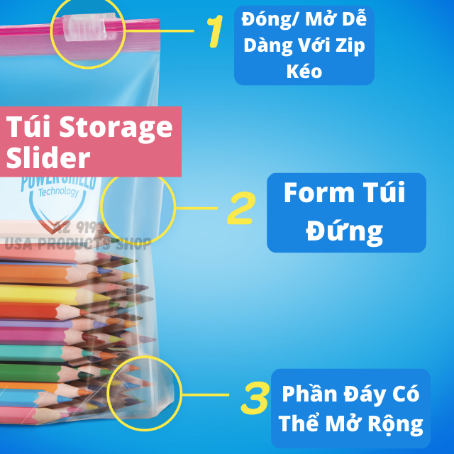 Túi Zip Đựng Thực Phẩm Ziploc Slider Storage 26.8 x 24.1 x 6.6 cm, 35 Túi - Hàng Mỹ