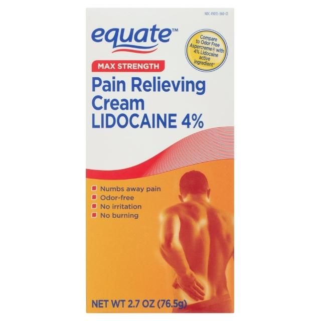Kem Nóng Giảm Đau Equate Max Strength Lidocaine Pain Relieving Cream, 2.7 oz