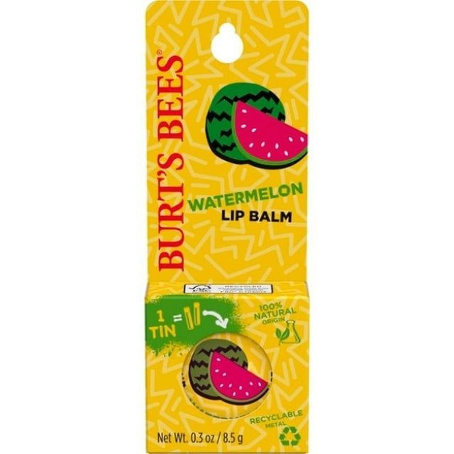 Son dưỡng môi Burt'ss Bees Tin Lip Balm Dưa Hấu (Watermelon)– Hủ Thiết, 8.5g, Hàng Nội Địa Mỹ