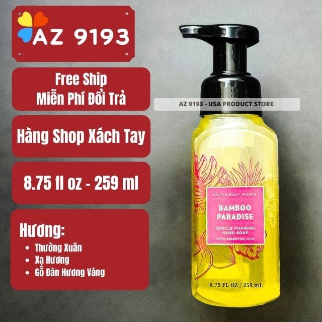 Nước Rửa Tay Bath & Body Works (BBW) BAMBOO PARADISE Dạng Bọt 259ml