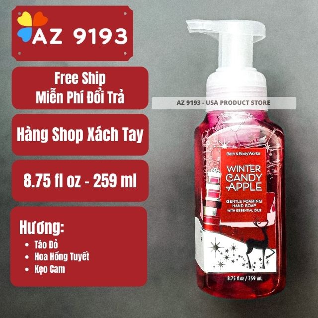 Nước Rửa Tay Bath and Body Works (BBW) WINTER CANDY APPLE Dạng Bọt 259ml
