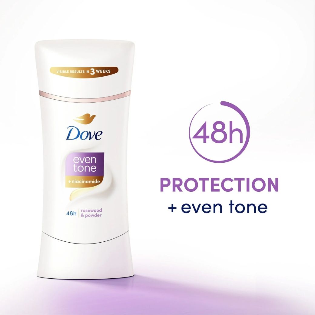 Lăn Khử Mùi Dove Even Tone ROSEWOOD AND POWDER - Sáp Trắng 74g