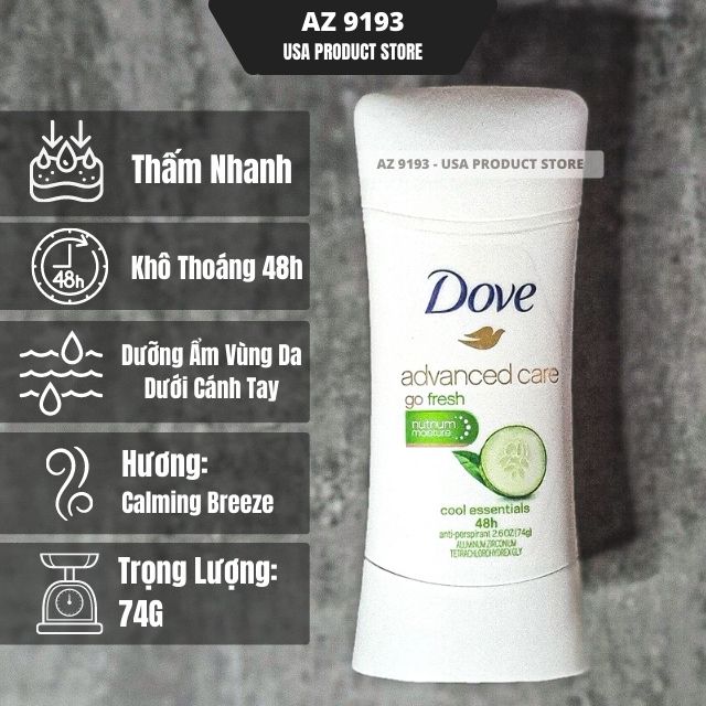 Lăn Khử Mùi Dove Advance Care COOL ESSENTIALS - Sáp Trắng 74g