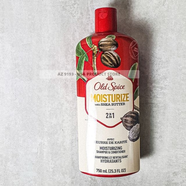 Dầu Gội Nam 2 trong 1 Old Spice MOISTURIZE with Shea Butter 750ml (23.5 oz)