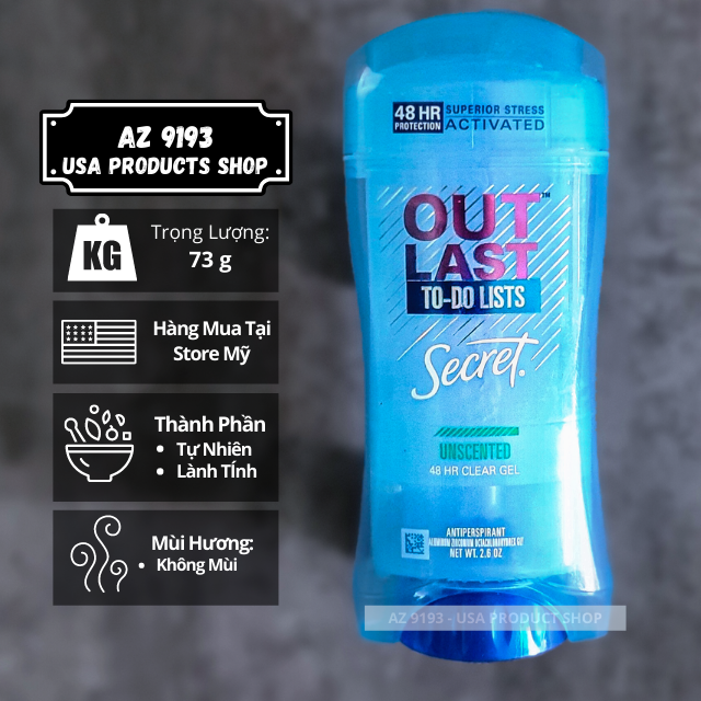 Lăn Khử Mùi Secret Dạng Gel UNSCENTED 73g