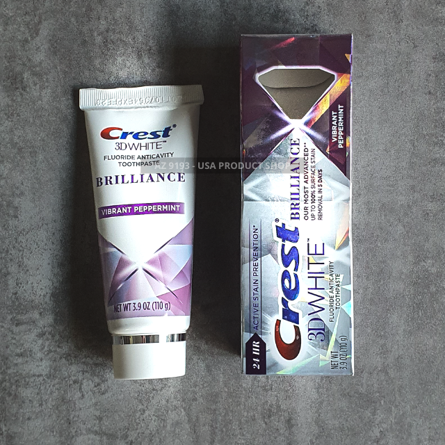 Kem Đánh Răng Trắng Răng Crest 3D White BRILLIANCE hương Vibrant Peppermint 110g