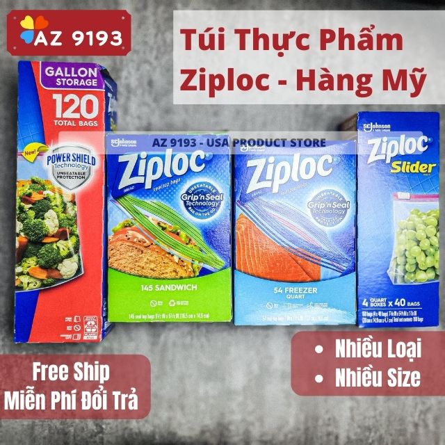 Túi Zip Đựng Thực Phẩm Ziploc SANDWICH, 145 túi, kích thước 16.5 cm x 14.9 cm