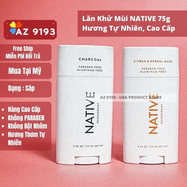Lăn Khử Mùi Native CHARCOAL 75g