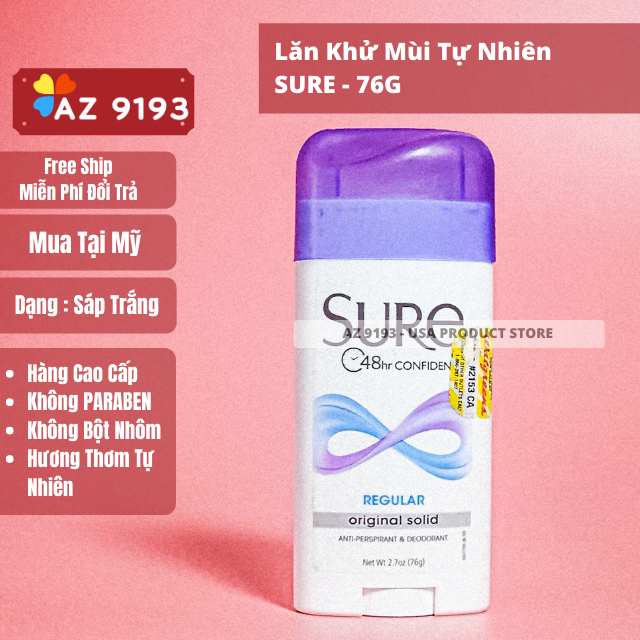 Lăn Khử Mùi Sure REGULAR - Sáp Trắng 76g
