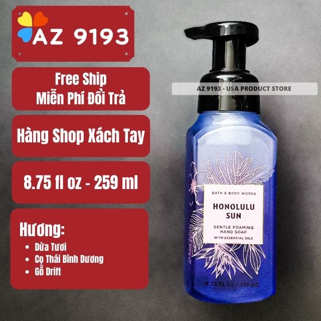 Nước Rửa Tay Bath & Body Works (BBW) HONOLULU SUN Dạng Bọt 259ml