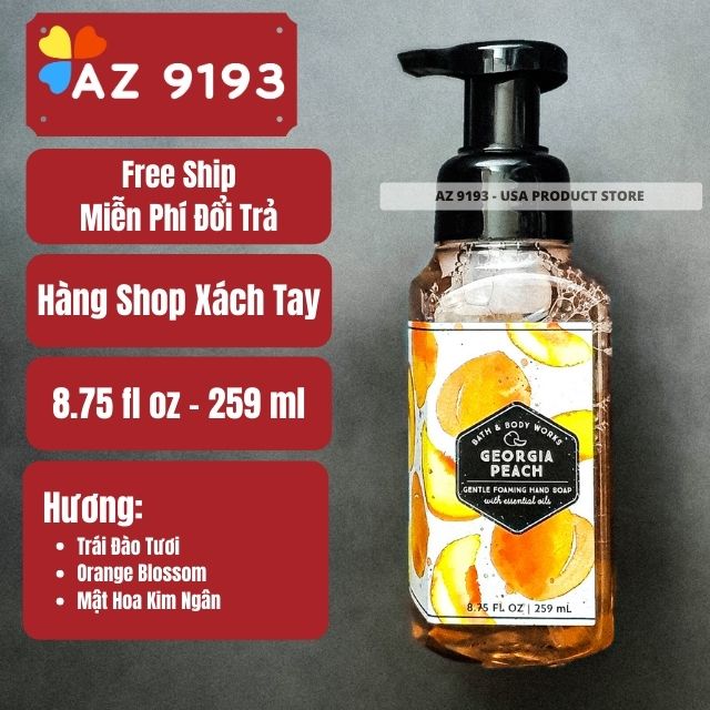 Nước Rửa Tay Bath and Body Works GEORGIA PEACH Dạng Bọt 259ml