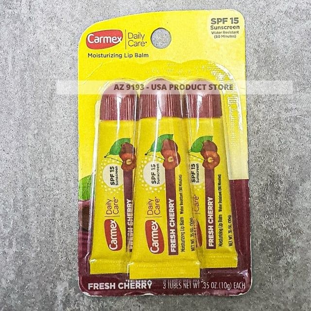 Son Dưỡng Môi Carmex FRESH CHERRY Spf 15, 10g/ tuýp, DạngTuýp, Set 3 - Hàng Mỹ