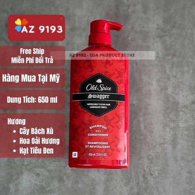 Dầu Gội Nam Old Spice 2 trong 1 SWAGGER 650ml (21.9 oz)