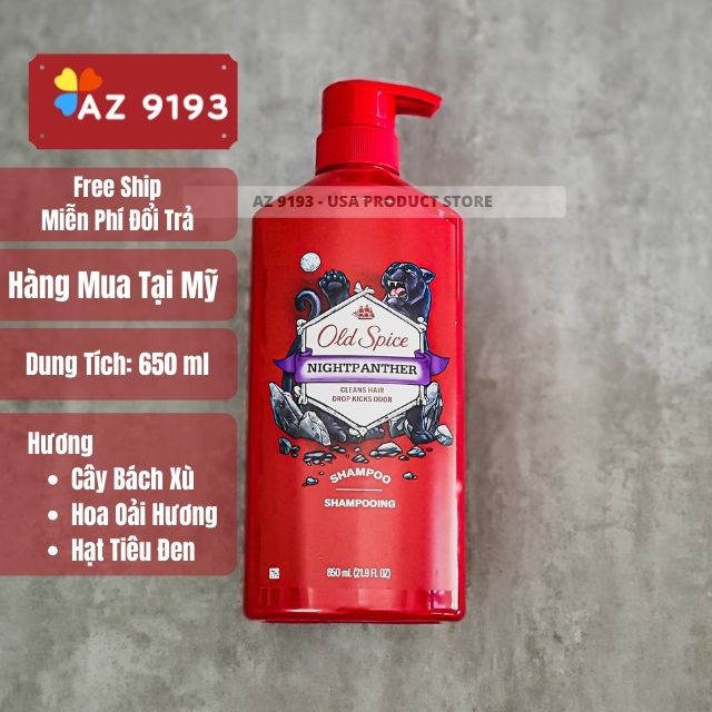 Dầu Gội Nam 2 trong 1 Old Spice NIGHTPANTHER 650ml (21.9 oz)