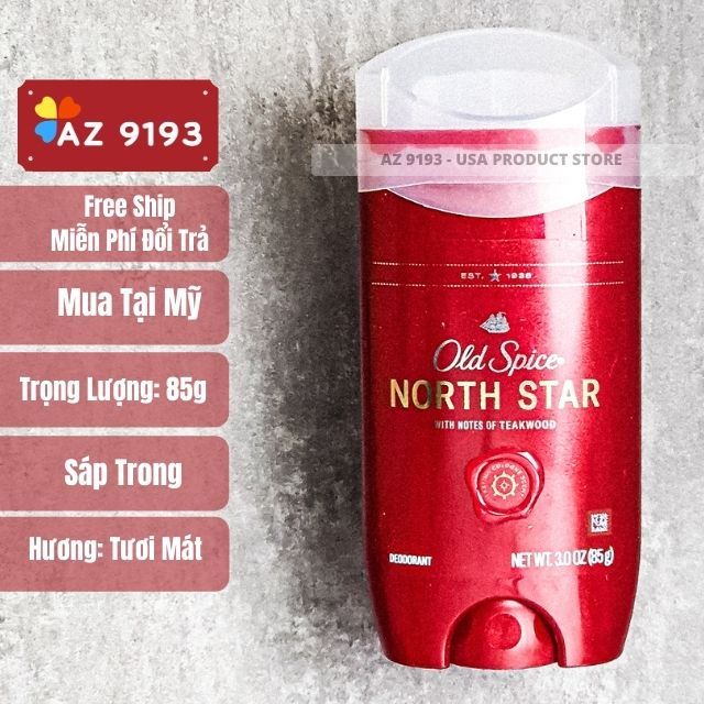 Lăn Khử Mùi Nam Old Spice Scent Technology NORTH STAR - Sáp Xanh 85g, Hàng Mỹ