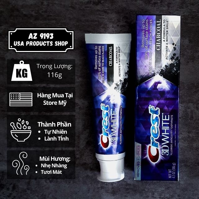 Kem Đánh Răng Crest 3D White CHARCOAL 116g