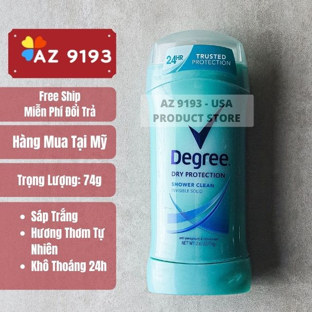 Lăn Khử Mùi Nữ Degree Dry Protection SHOWER CLEAN - Sáp Trắng 74g