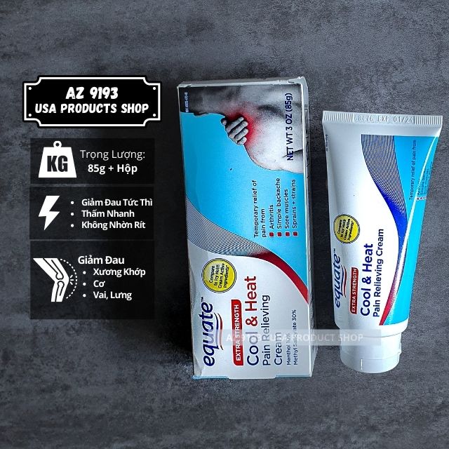 Kem xoa bóp giảm đau Equate Extra Strength COOL and HEAT Pain Relieving Cream 85g