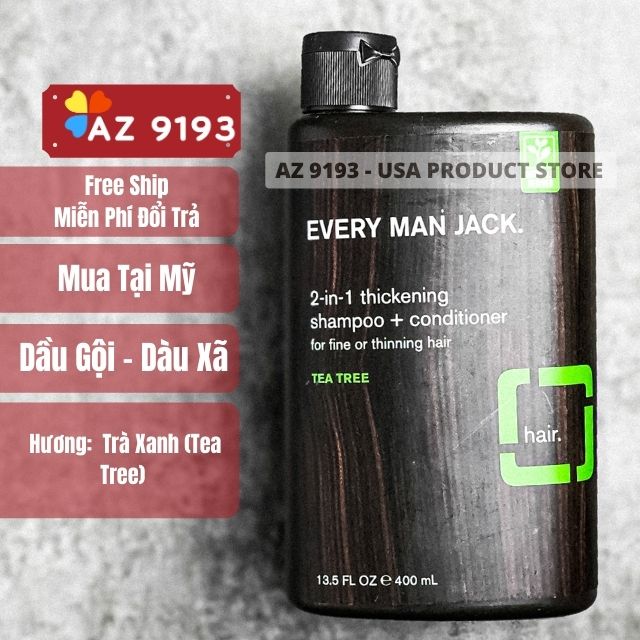 Dầu Gội 2 Trong 1 Every Man Jack TEA TREE Thickening 400ml