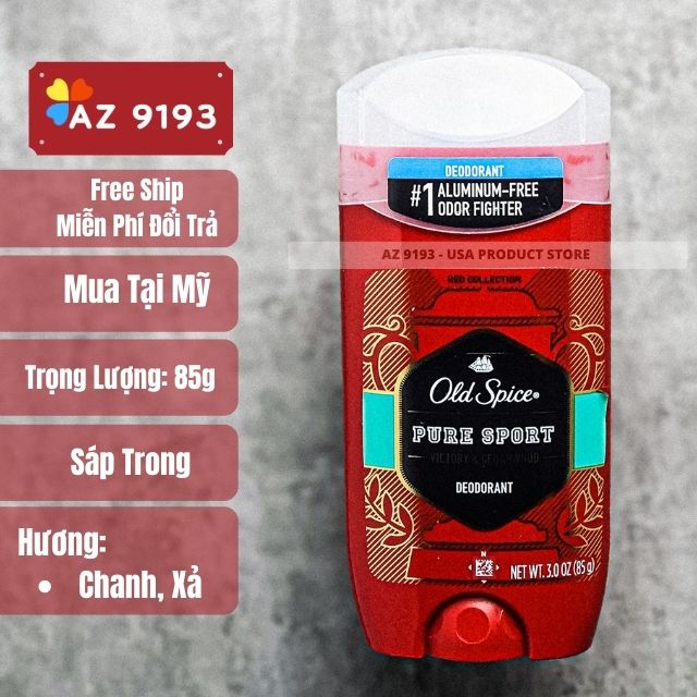 Lăn Khử Mùi Old Spice Red Collection PURE SPORT - Sáp Xanh 85g