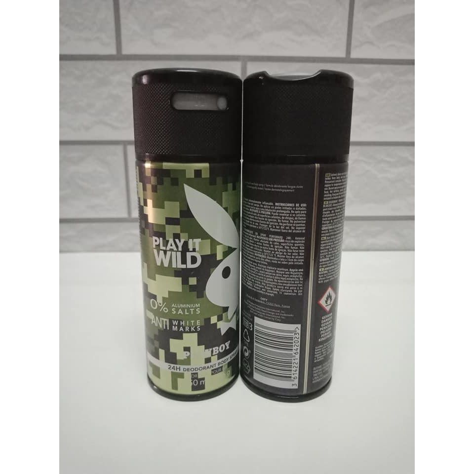 Xịt Khử Mùi Nam Playboy Play It Wild Anti White Marks 150ml
