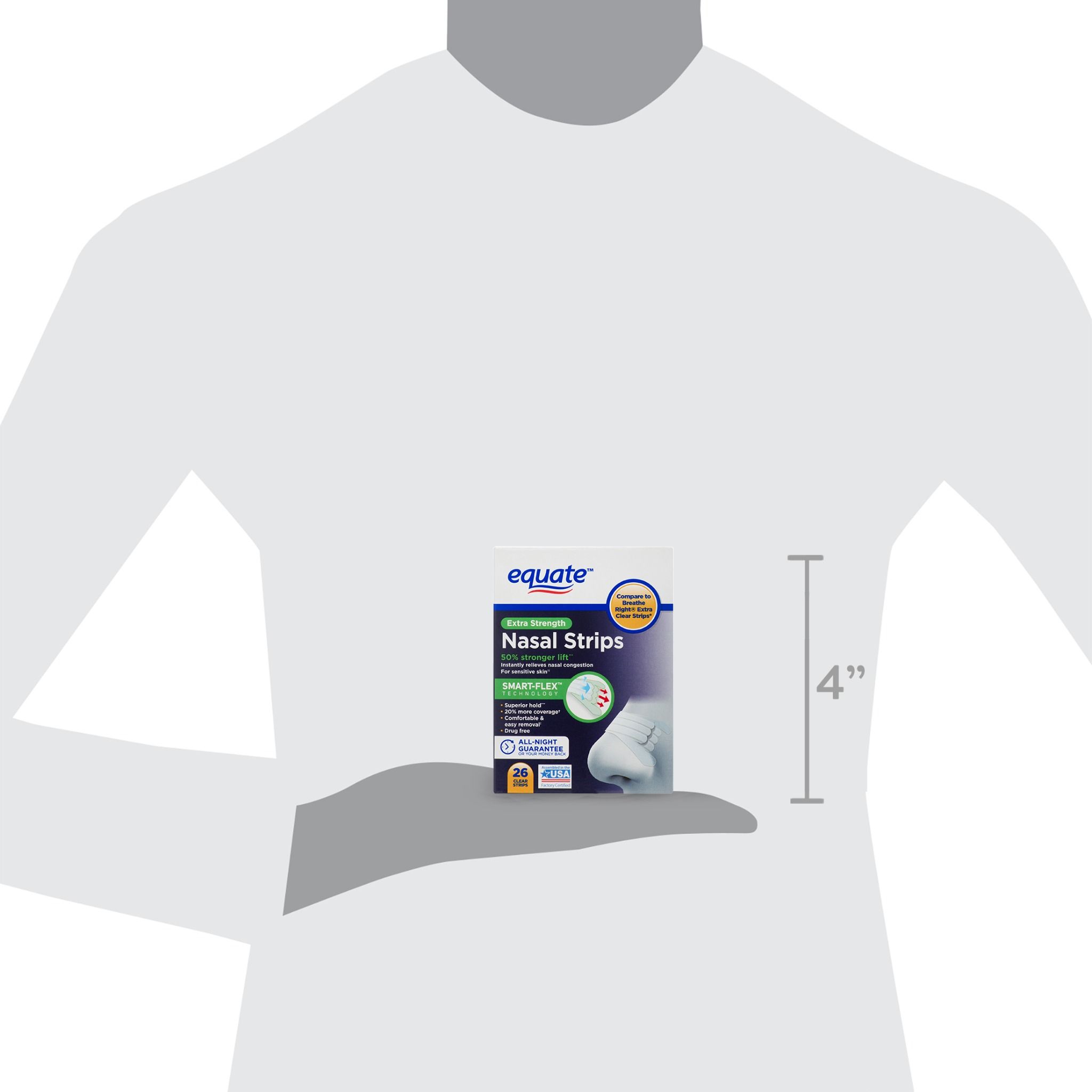 Miếng Dán Chống Ngáy Equate Nasal Strips Extra Strength Clear (26 miếng dán trong)