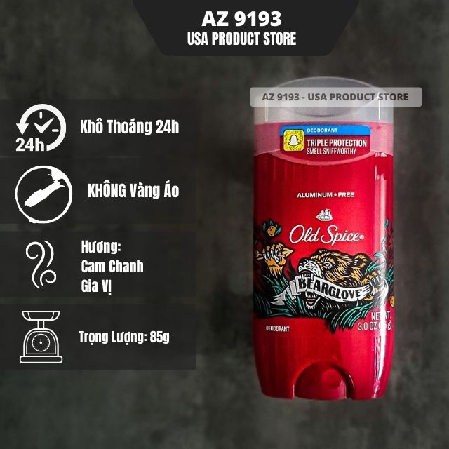 Lăn Khử Mùi Old Spice Wild Collection BEARGLOVE - Sáp Xanh 85g
