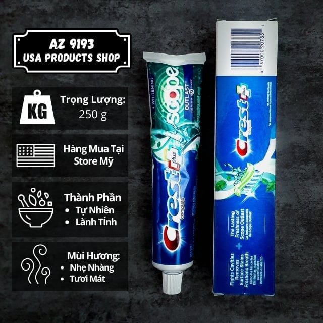 Kem Đánh Răng Trắng Răng Crest Plus Complete Scope Outlast 153g