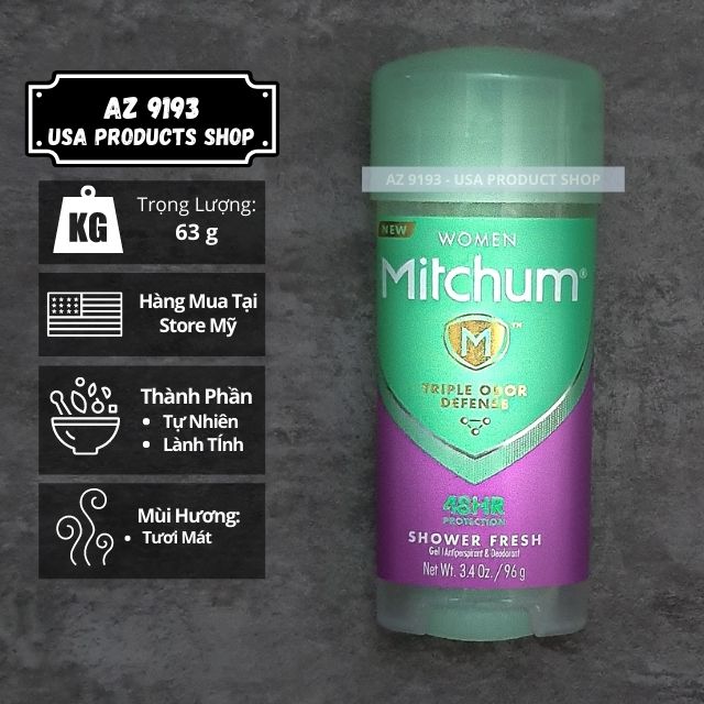 Lăn Khử Mùi Mitchum SHOWER FRESH - Dạng Gel 96g