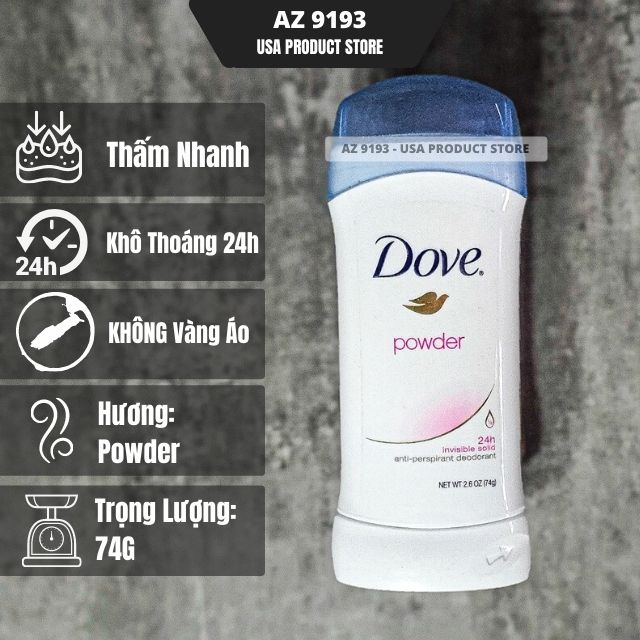 Lăn Khử Mùi Dove POWDER - Sáp Trắng 74g
