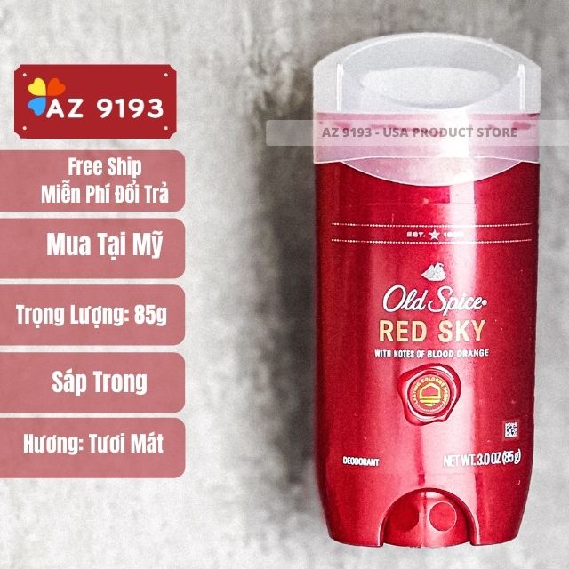 Lăn Khử Mùi Old Spice Scent Technology RED SKY - Sáp Xanh 85g, Hàng Mỹ