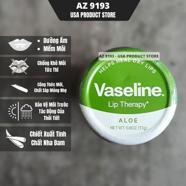 Son Dưỡng Môi Vaseline Lip Therapy ALOE 17g - Hàng Canada