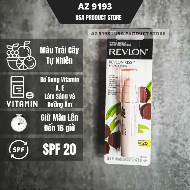 Son Dưỡng Revlon Kiss Balm TROPICAL COCONUT SPF20 số 010