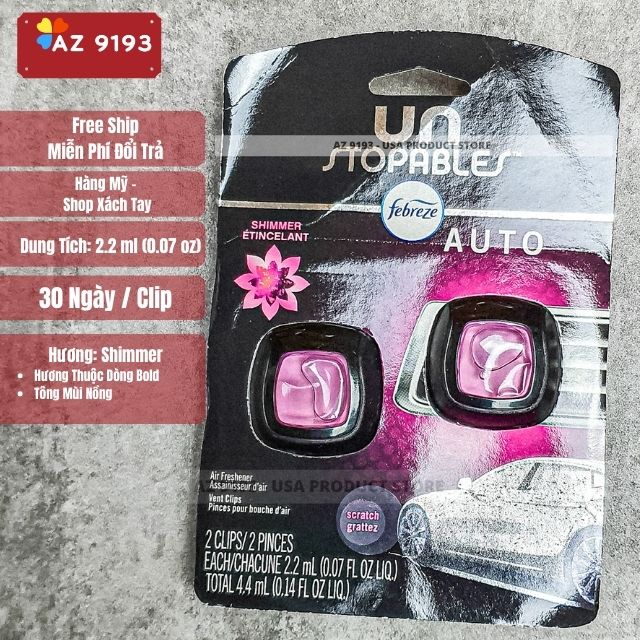Thơm Xe Febreze Shimmer 2ml x 5c