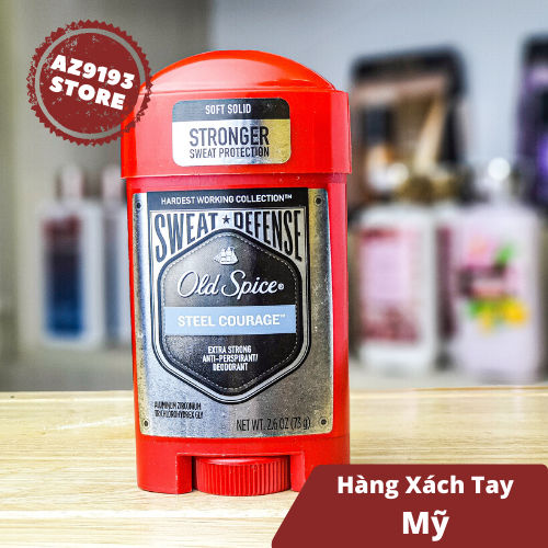 Lăn Khử Mùi Old Spice Sweat Defense STEEL COURAGE - Sáp Trắng Mềm 73g