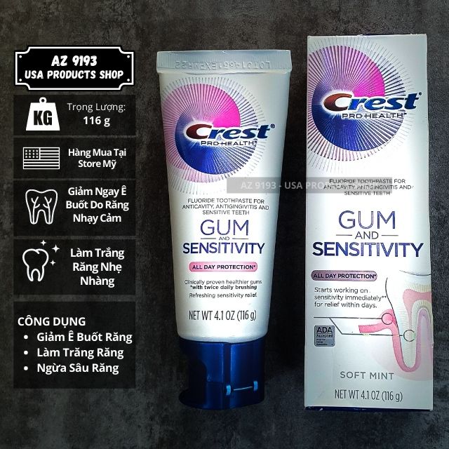 Kem Đánh Răng Crest Dành Cho Răng Nhạy Cảm Pro Health GUM & SENSITIVITY 116g