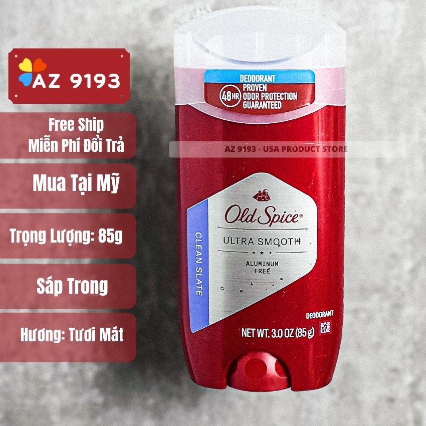 Lăn Khử Mùi Old Spice Ultra Smooth CLEAN SLATE - Sáp Xanh 85g