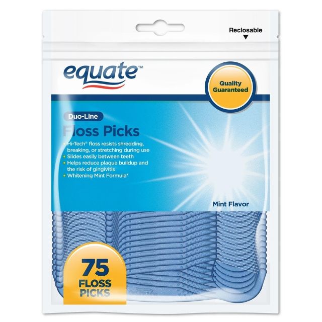 Tăm Chỉ Nha Khoa EQUATE, 75 tăm, Chỉ Đôi, Hàng Mỹ, Hương Bạc Hà | Az9193