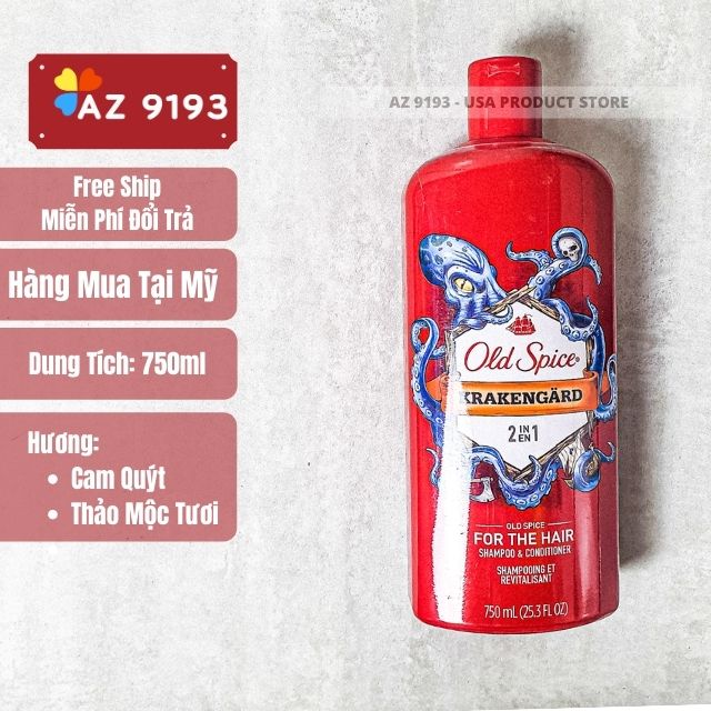Dầu Gội Nam 2 trong 1 Old Spice KRAKENGARD 750ml (23.5 oz) - Hàng Mỹ