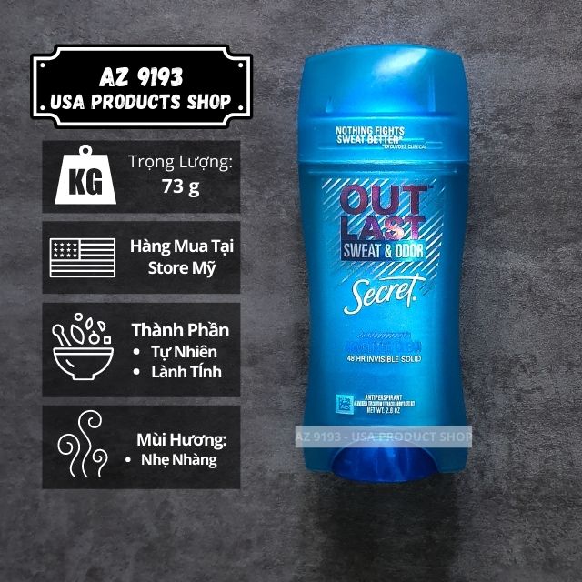 Lăn khử mùi dạng sáp Secret Outlast COMPLETELY CLEAN 73g