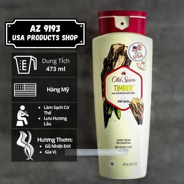 Sữa Tắm Old Spice TIMBER 473ml, Hàng Mỹ
