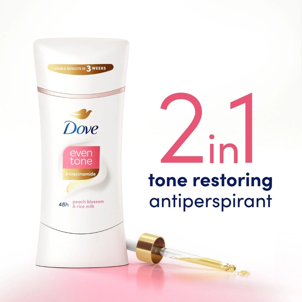 Lăn Khử Mùi Dove Even Tone ROSEWOOD AND POWDER - Sáp Trắng 74g