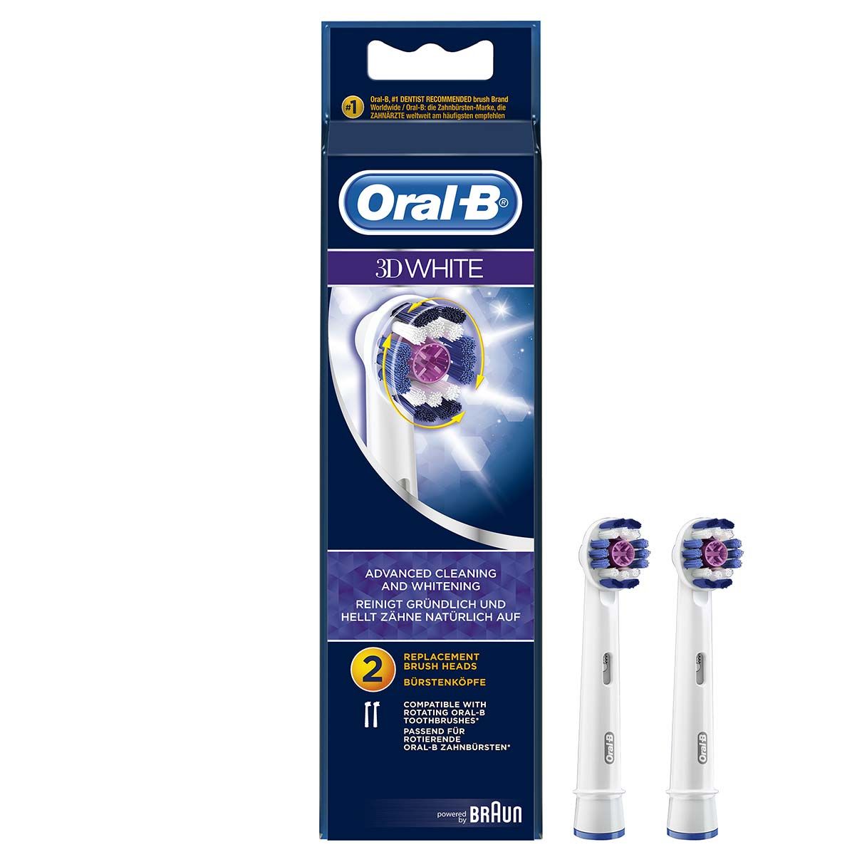 Đầu Bàn Chải Oral B Braun 3D White Mỹ 2 cái