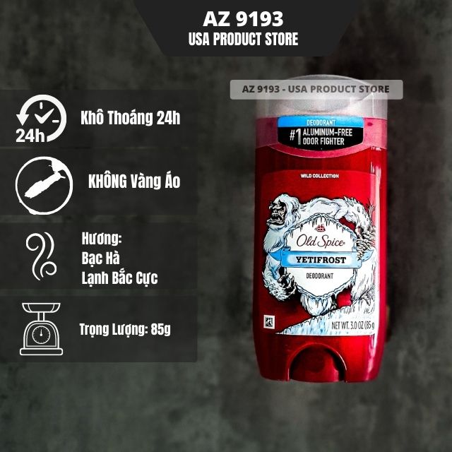 Lăn Khử Mùi Old Spice Wild Collection YETIFROST - Sáp Xanh 85g