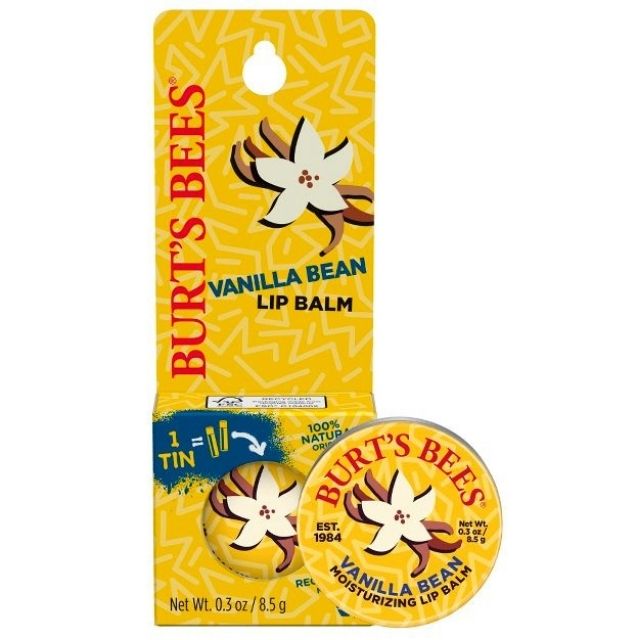 Son dưỡng môi Burt'ss Bees Tin Lip Balm VANILLA BEAN– Hủ Thiếc , Hàng Nội Địa Mỹ